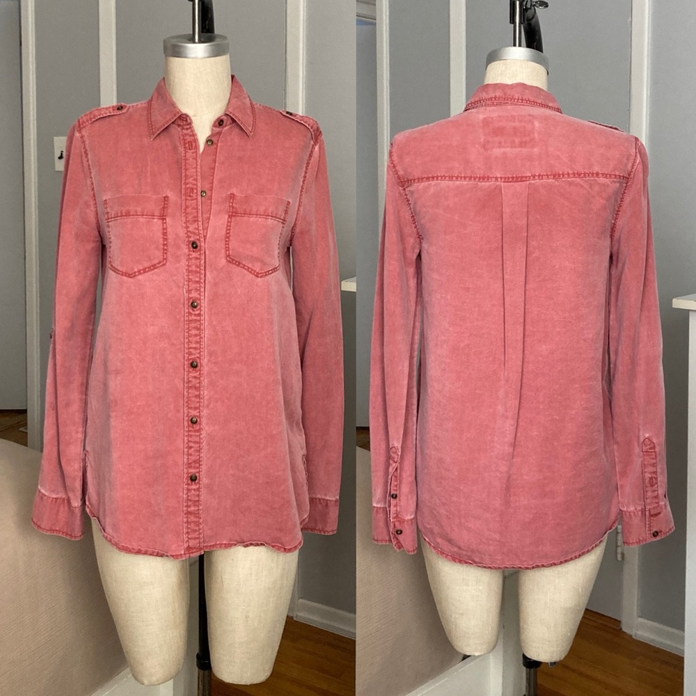 Womens Express woven shirt in pink in size XS